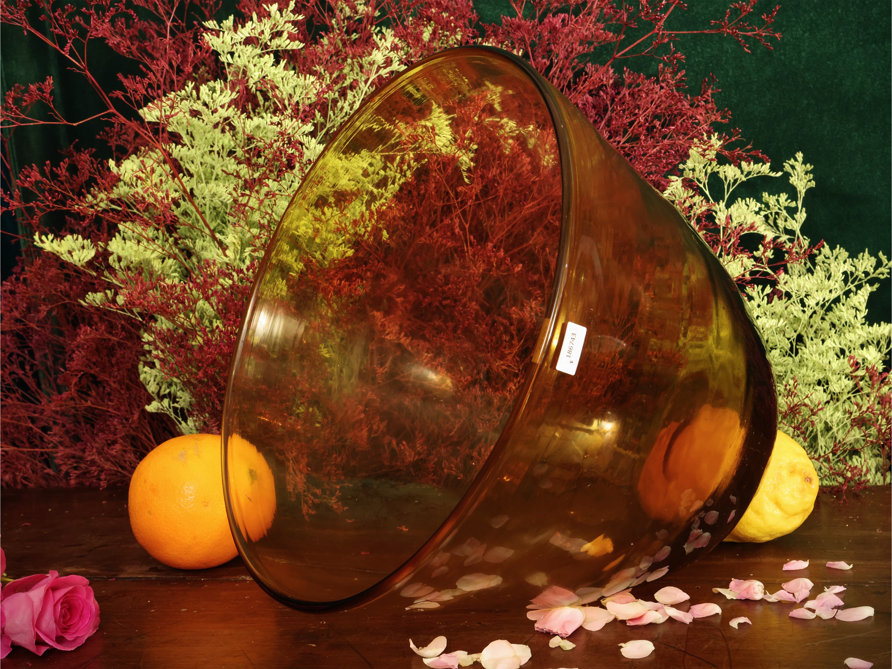 Grande Vaso in Vetro Soffiato Giallo Ambra