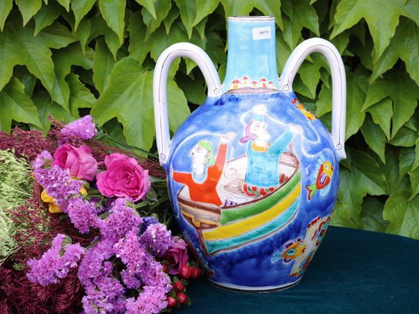 PIccola giara in maiolica, De Simone, Caltagirone