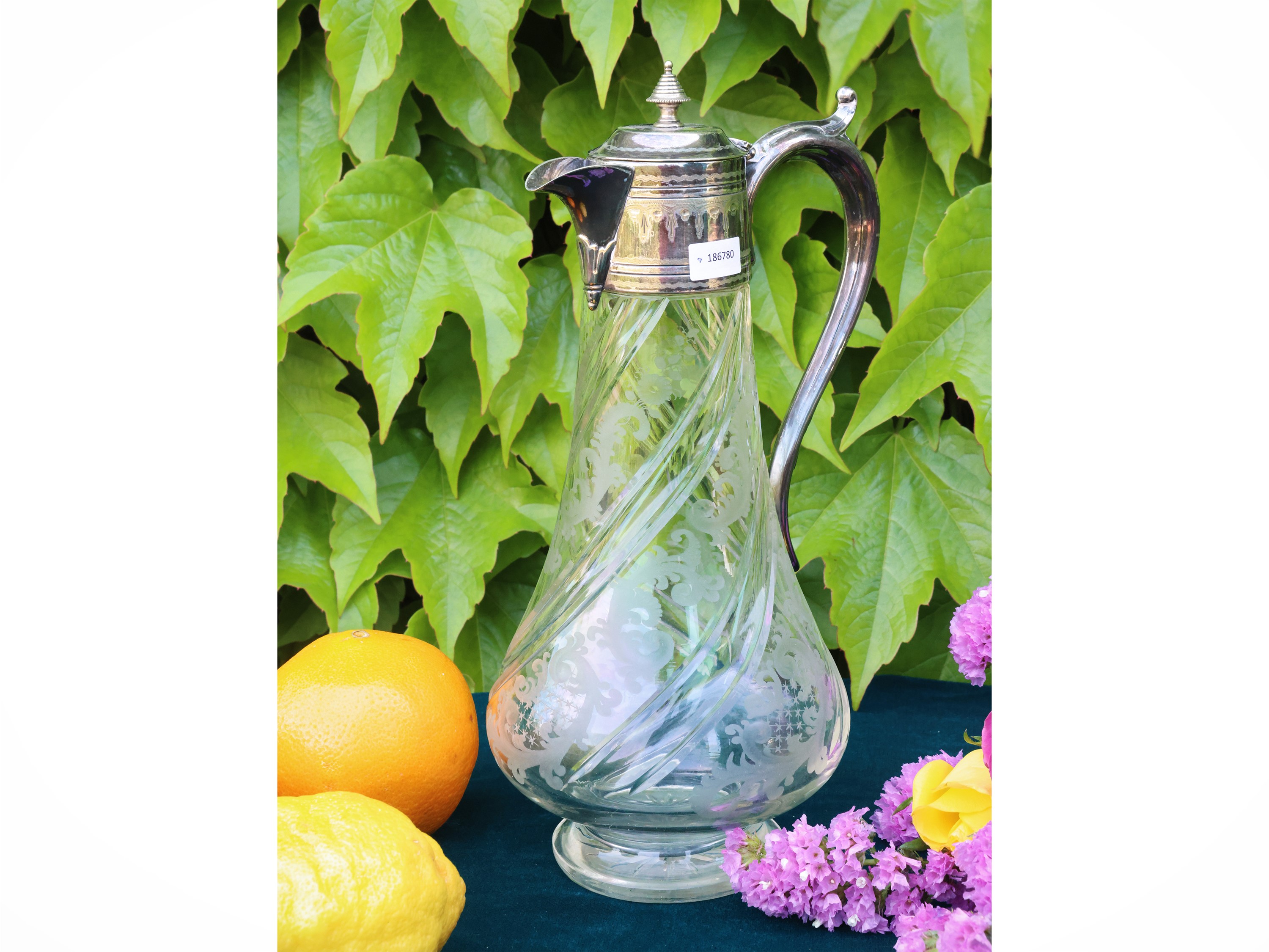 Caraffa in Metallo Argentato e Cristallo