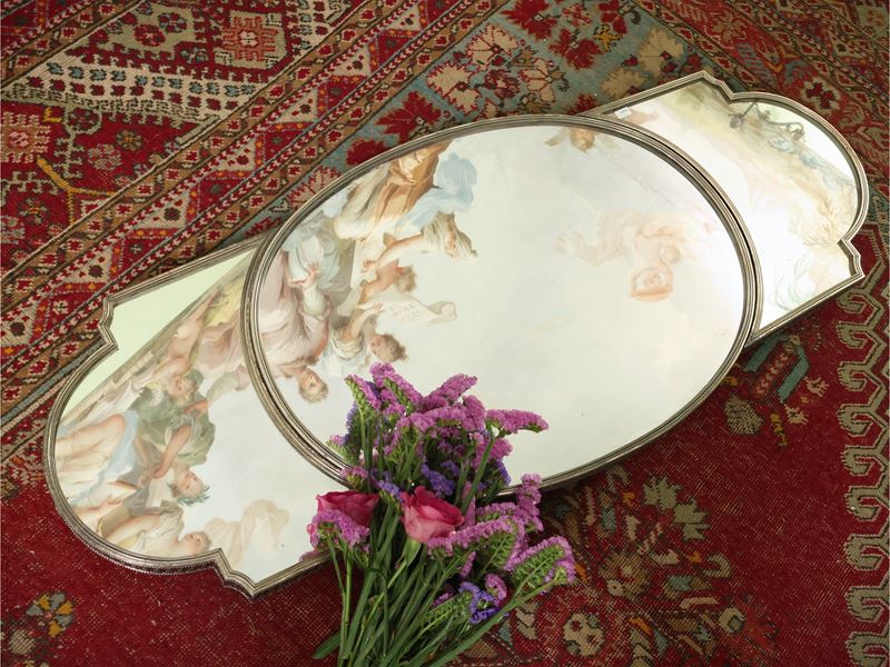 Importante surtout de table con cornice in argento 950/1000, Maison Odiot