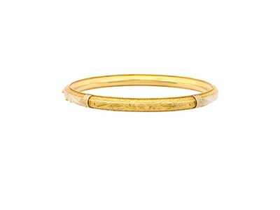 Bracciale a cerchio rigido, oro giallo e oro bianco 18 kt
