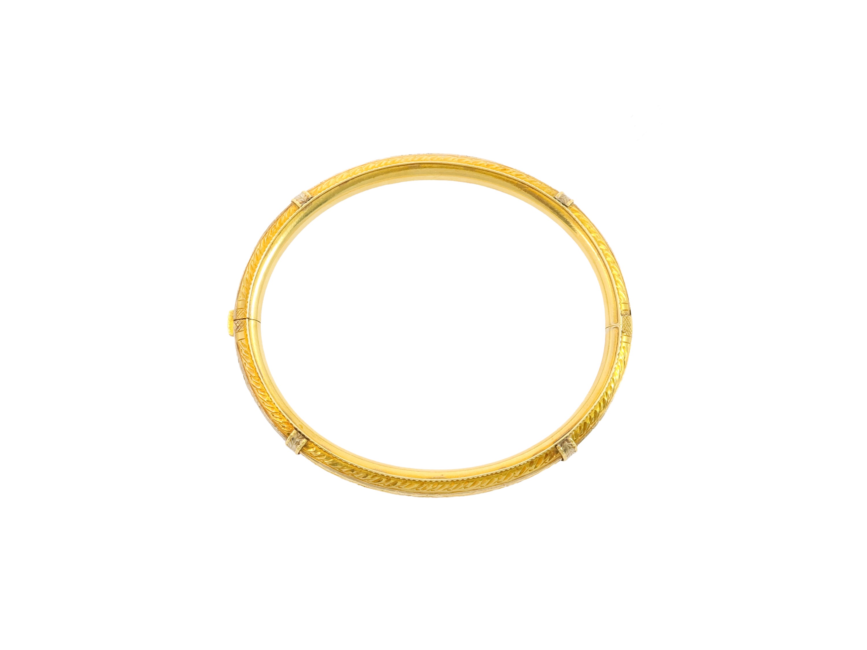 Bracciale a cerchio rigido, oro giallo e oro bianco 18 kt