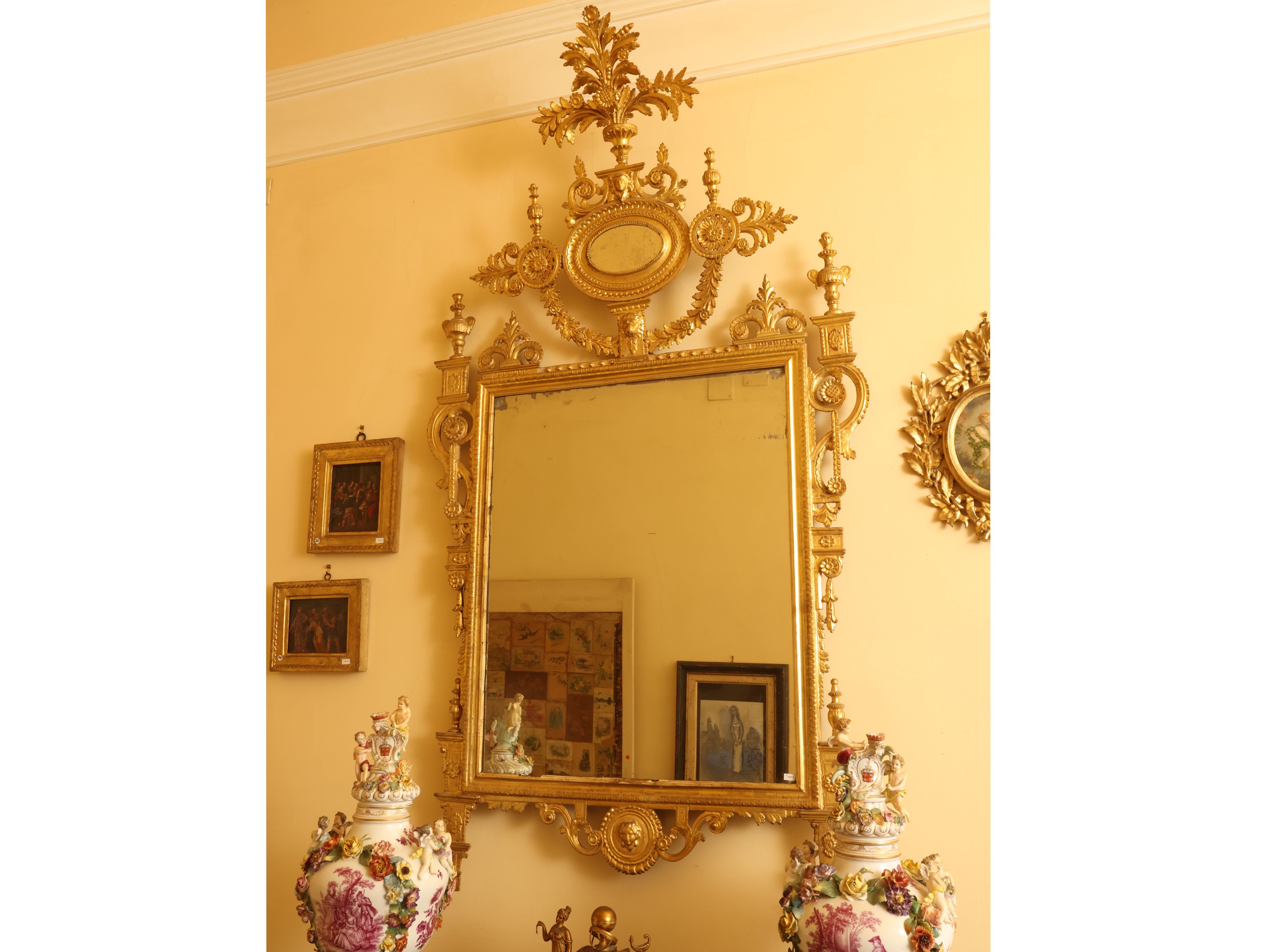 Specchiera, cornice in legno dorato, inizio XIX secolo