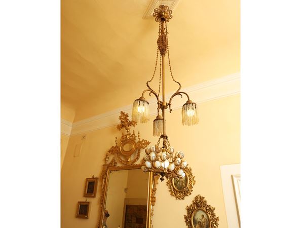 Art Nouveau style metal chandelier