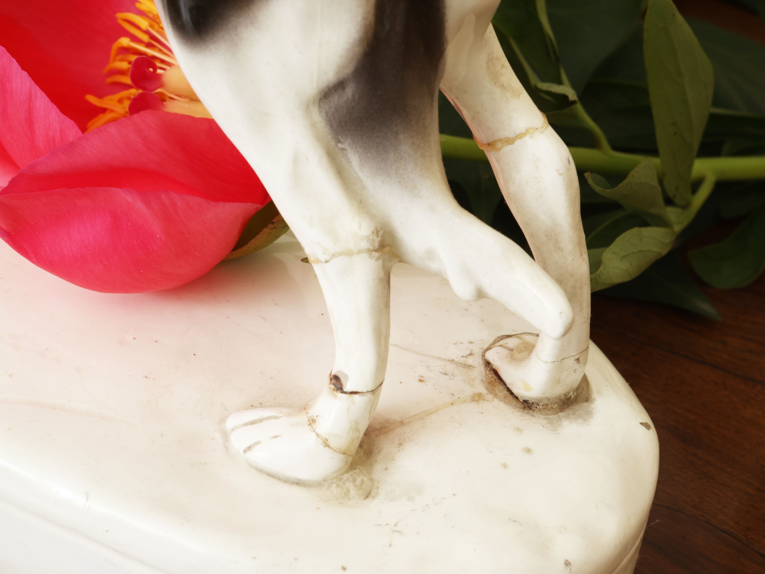 Curiosità animalier, gruppo in ceramica e salvadanaio a foggia di porcellino