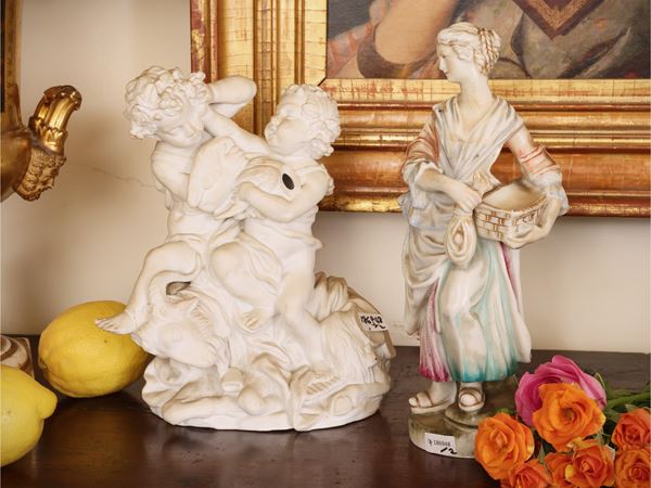 Due gruppi in porcellana Capodimonte