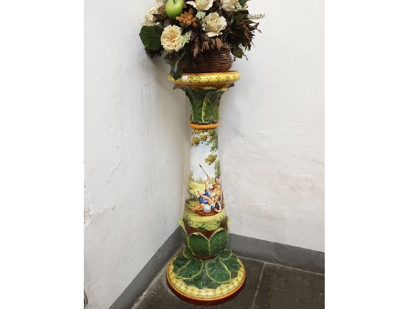 Glazed terracotta vase column