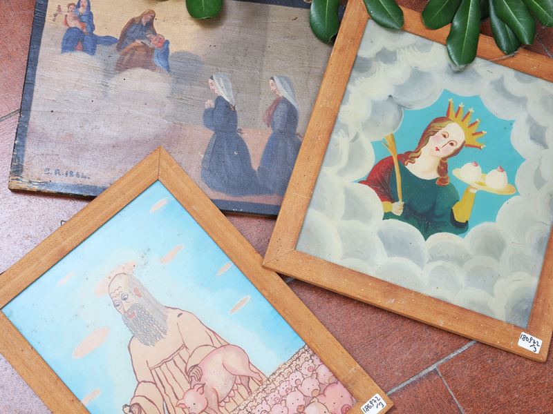 Immagini devozionali popolari, ex voto su tavoletta con Sant’Agata e Sant’Antonio