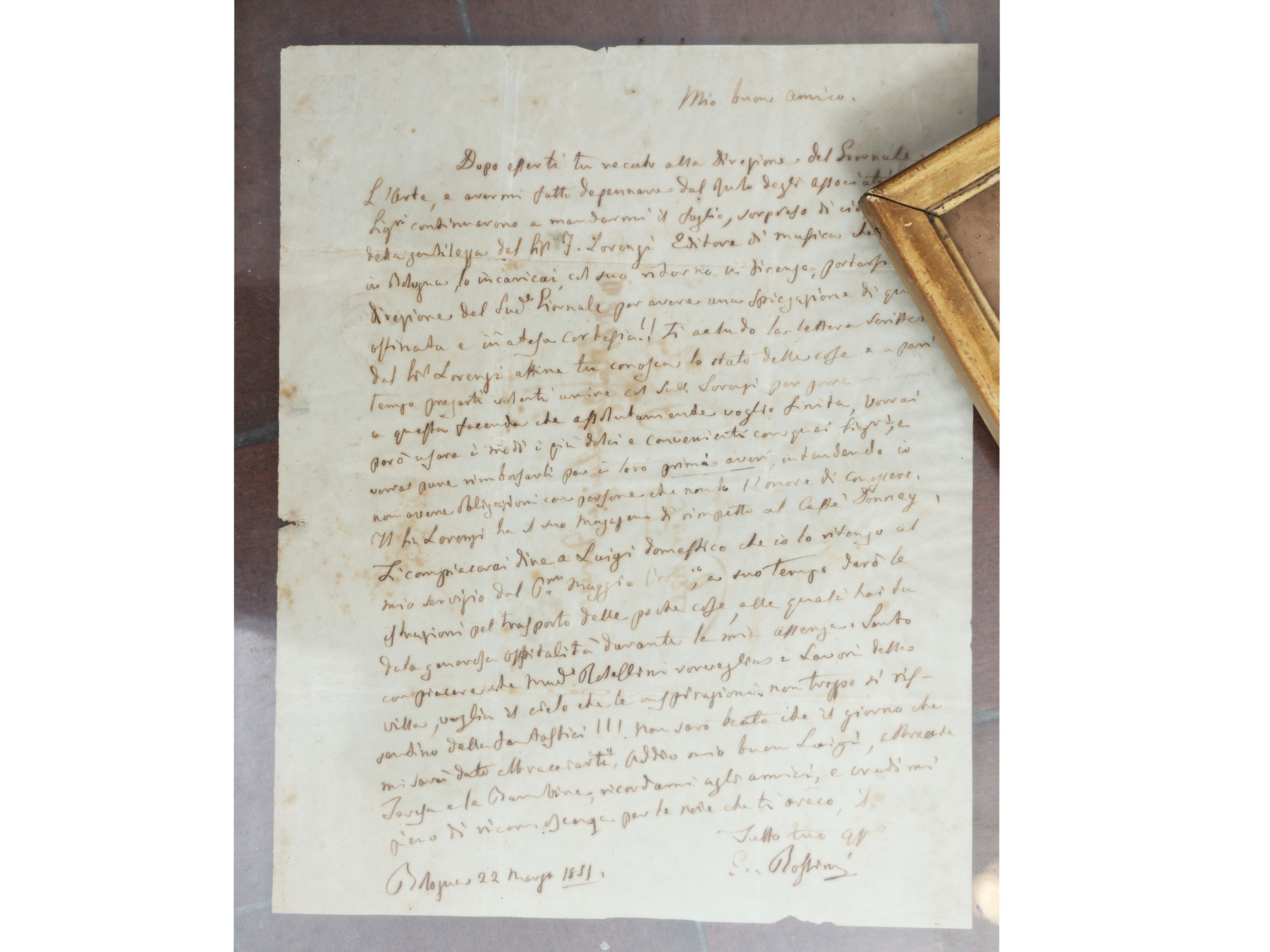 Gioachino Rossini - Due autografi in cornice