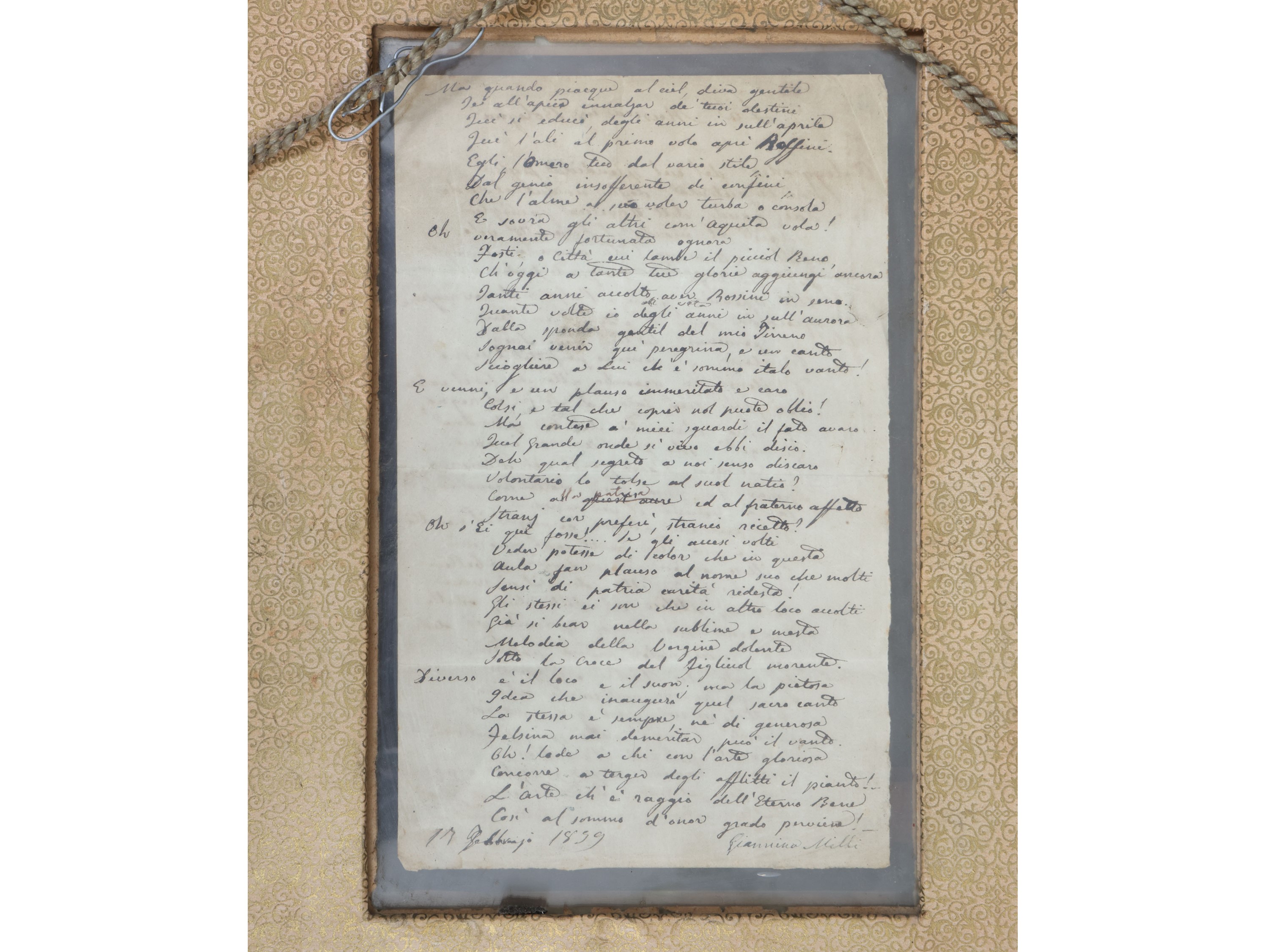 Giannina Milli - Poemetto autografo “La musica in Bologna” (1859)
