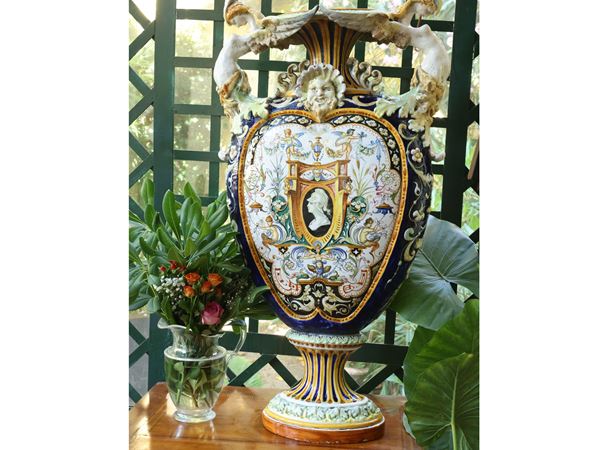 Large glazed terracotta vase, Minardi Faenza