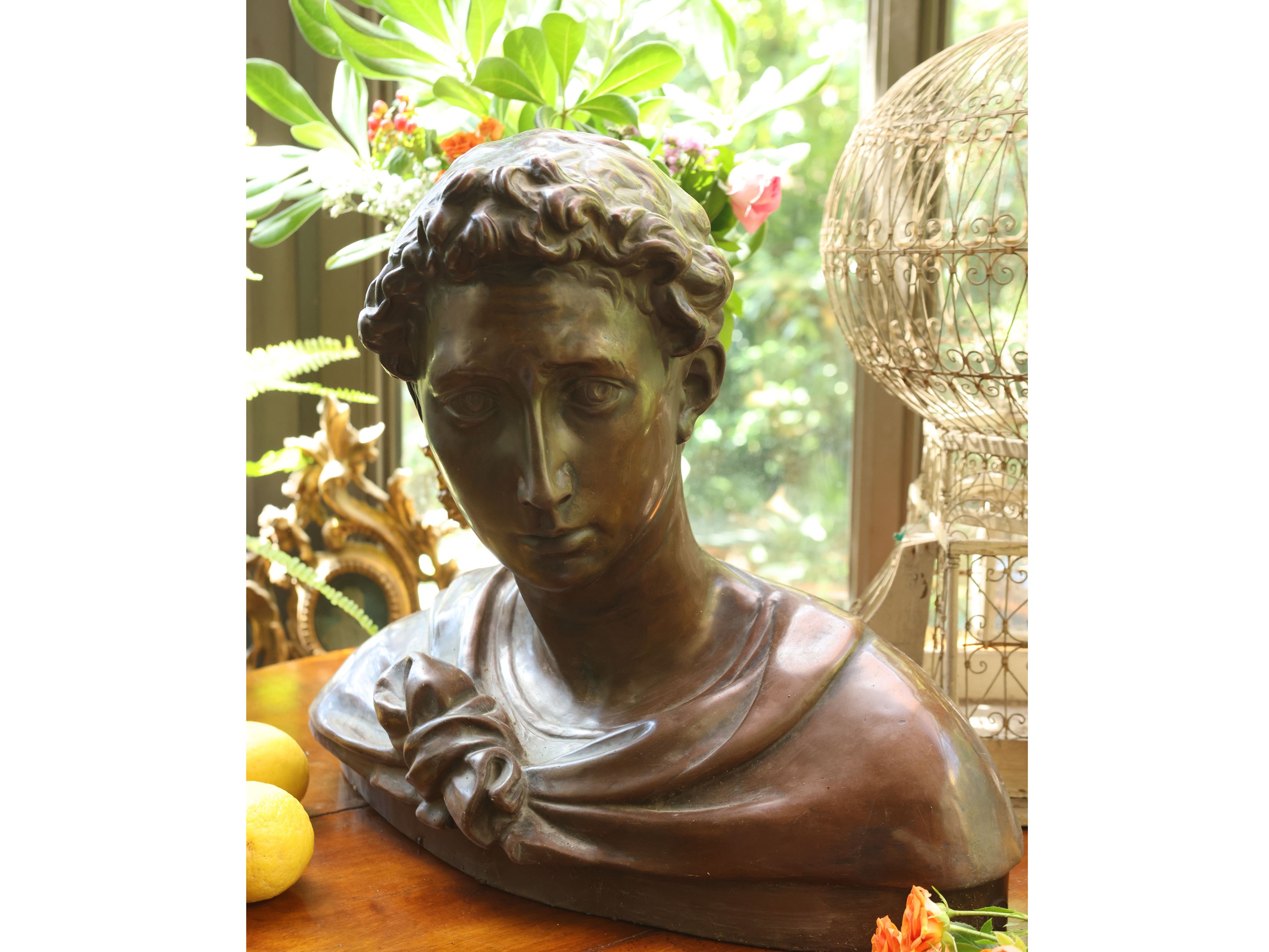 Manifattura di Signa, Busto virile in terracotta invetriata ad imitazione del bronzo