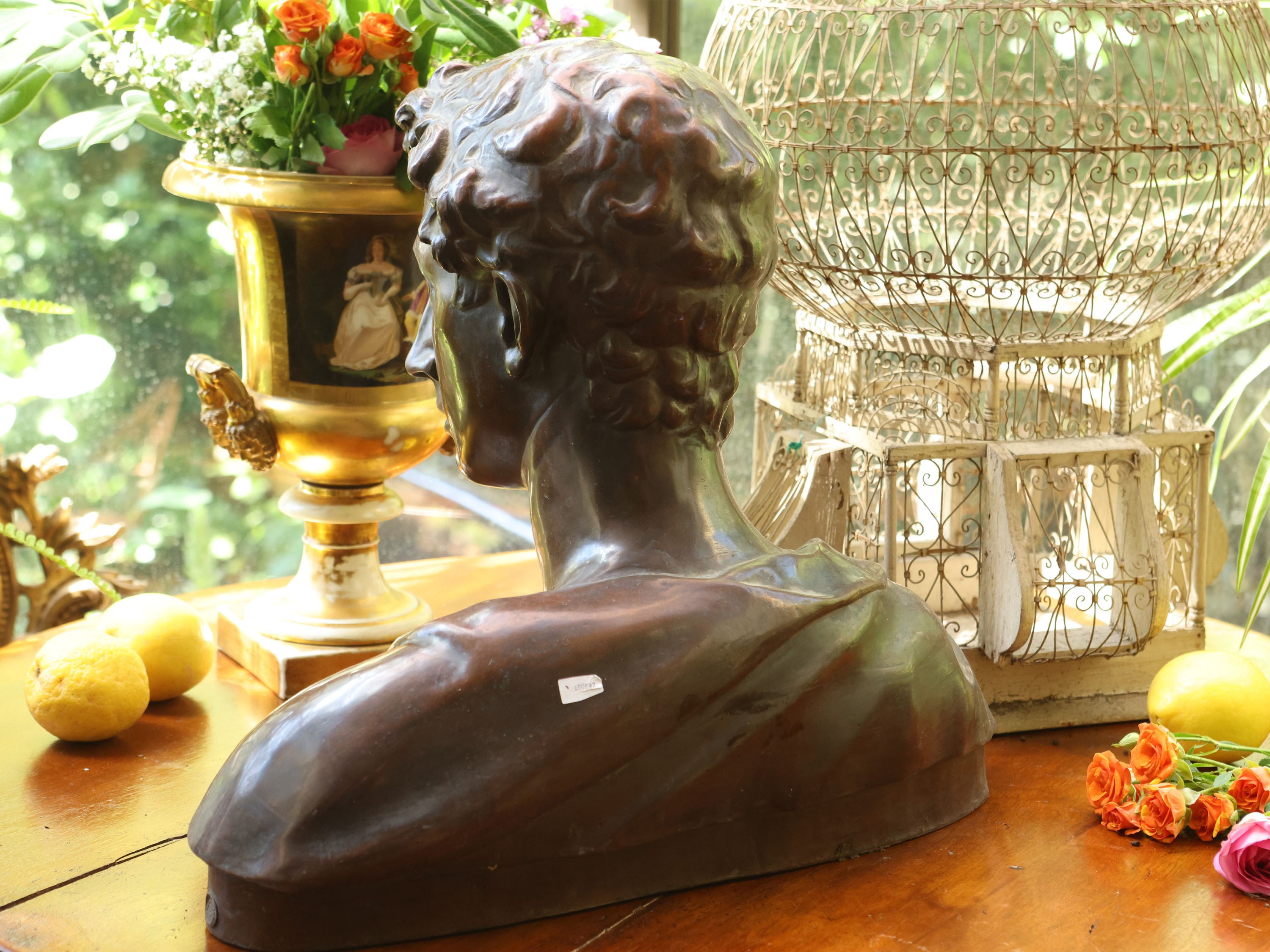 Manifattura di Signa, Busto virile in terracotta invetriata ad imitazione del bronzo