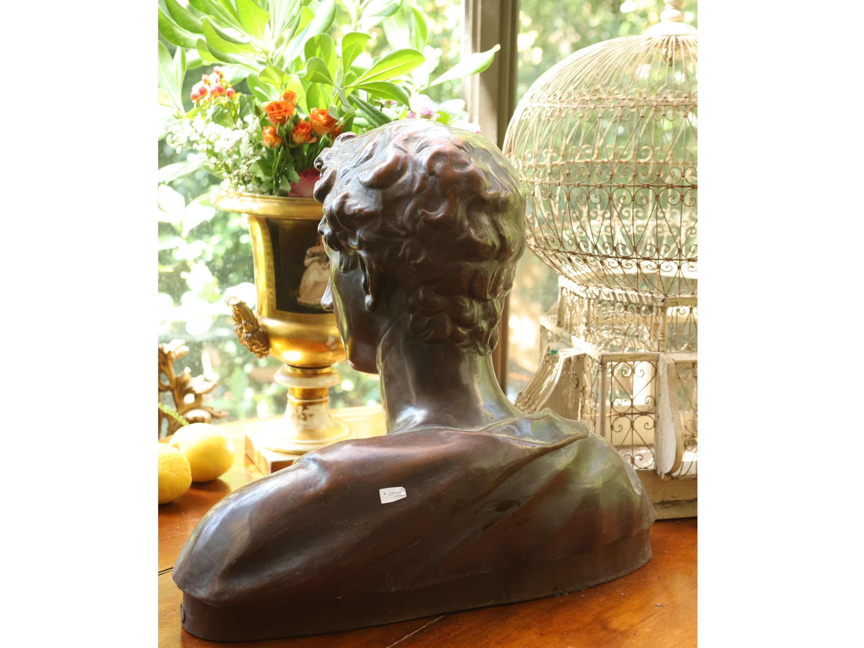 Manifattura di Signa, Busto virile in terracotta invetriata ad imitazione del bronzo