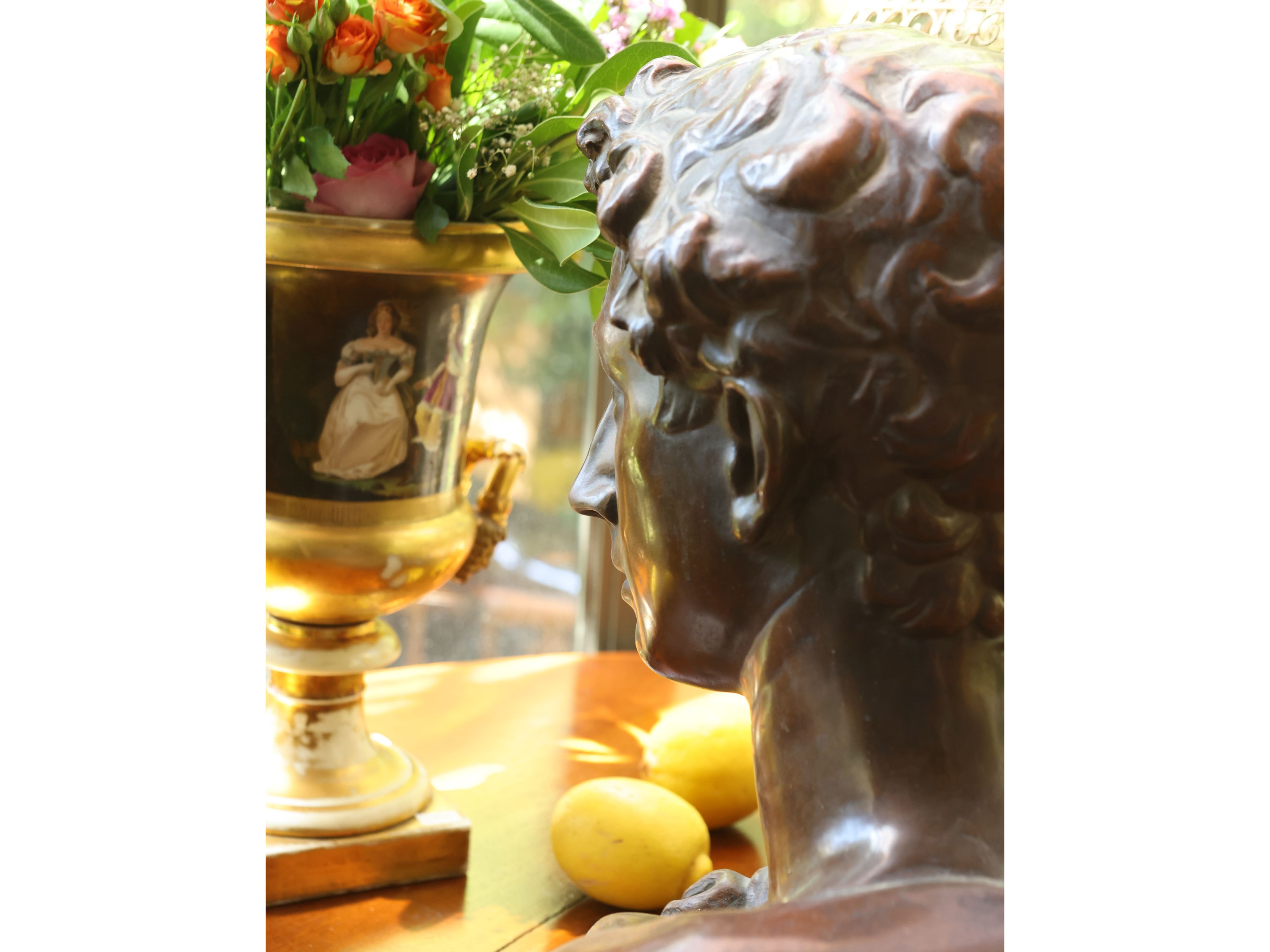 Manifattura di Signa, Busto virile in terracotta invetriata ad imitazione del bronzo
