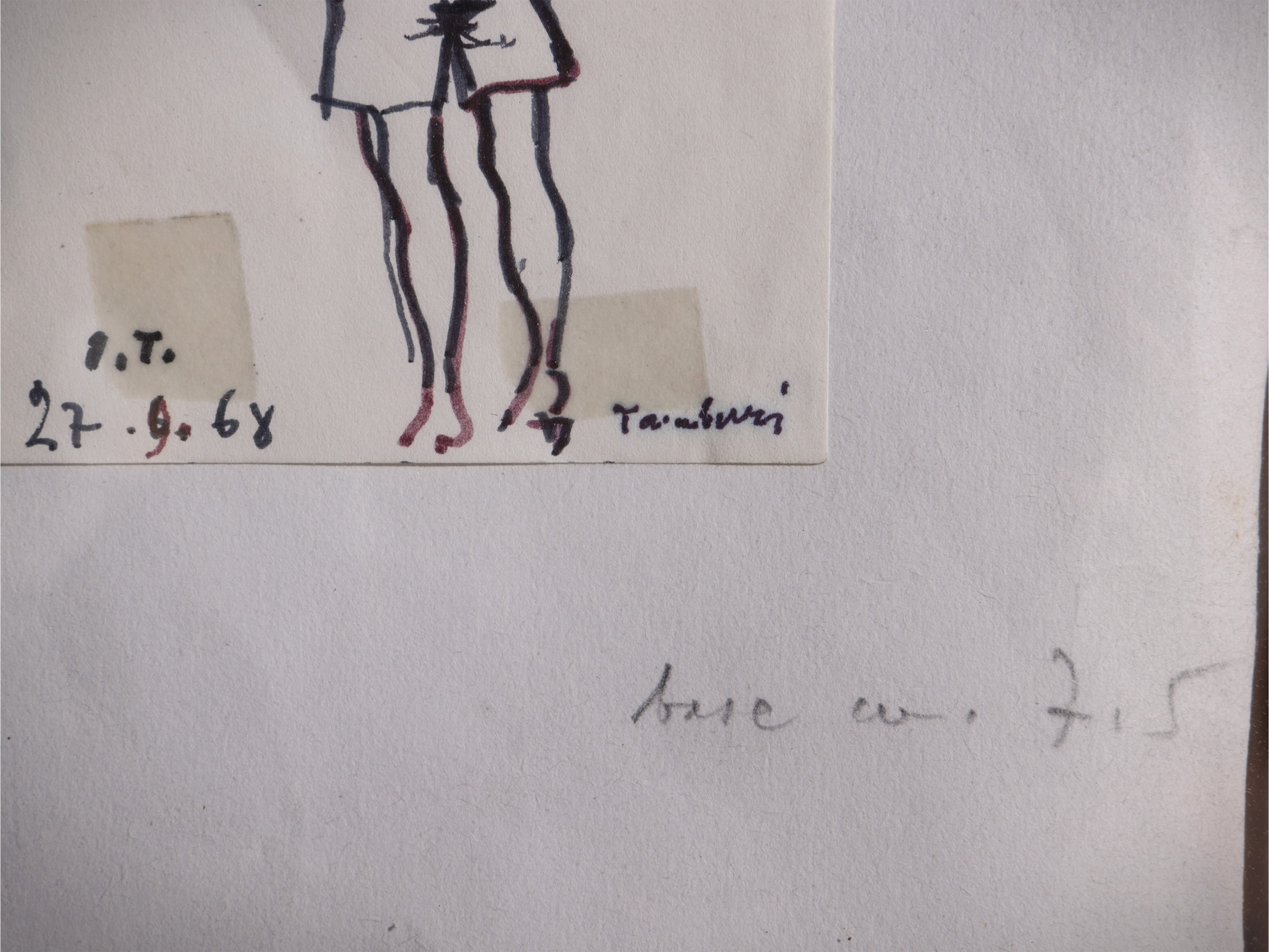 Orfeo Tamburi - Figura di spalle (1962), pennarello su carta
