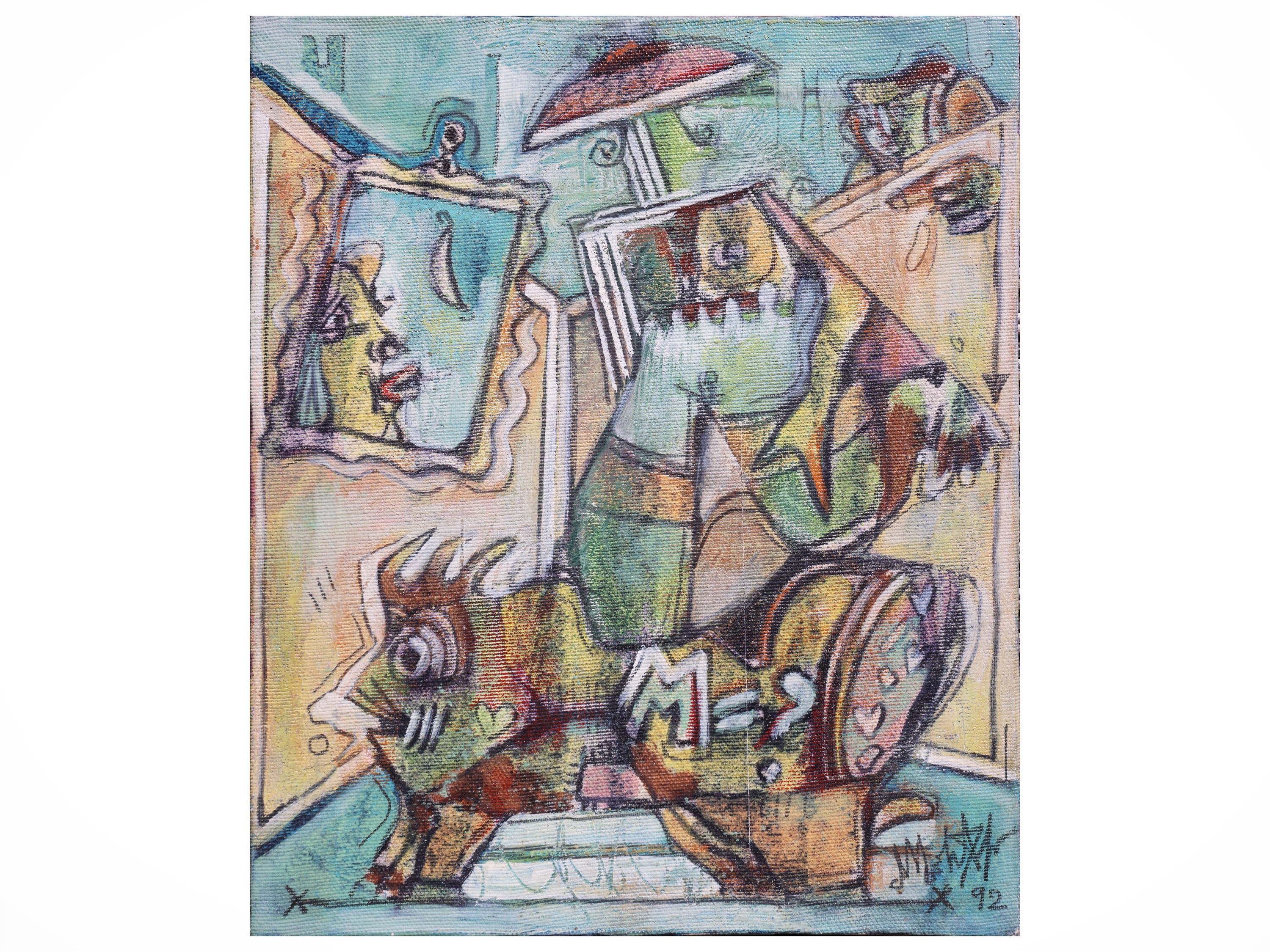 Martino Delego - Interno curioso - Un sogno movimentato, 1992, due dipinti a olio su tela