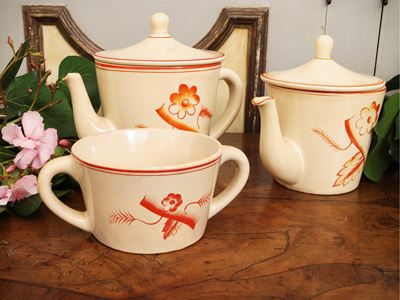 Gio Ponti per Richard Ginori San Cristoforo, Accessori in ceramica smaltata dipinti con motivi fl...