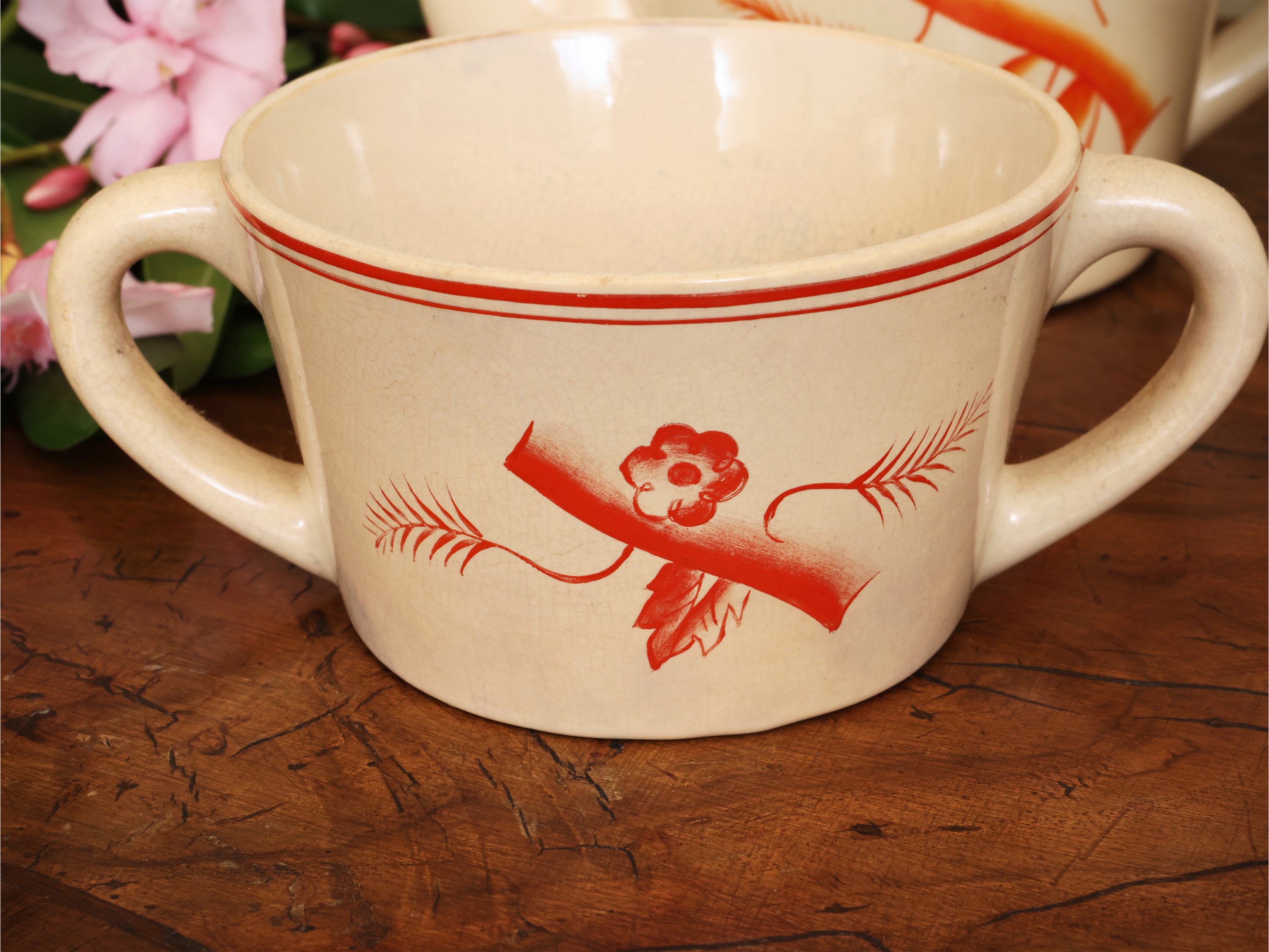 Gio Ponti per Richard Ginori San Cristoforo, Accessori in ceramica smaltata dipinti con motivi fl...