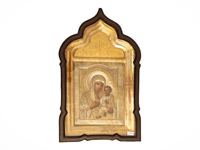 Stefan Kuzmich Levin, Vergine Panagia Phaneromene, icona a tempera su tavola con ritza in argento