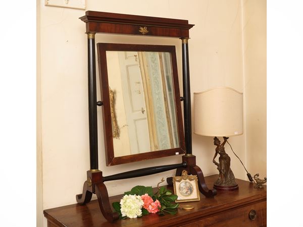 Psyche dressing table mirror in mahogany and other essences