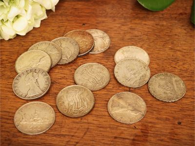 Tredici monete da 500 Lire (lotto di monete, peso totale 140 g)