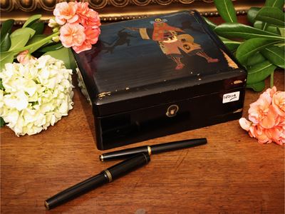 Collezione di penne stilografiche e a sfera, Parker e Montblanc in resina nera