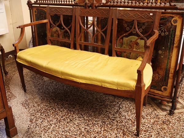 Cherry wood bench sofa