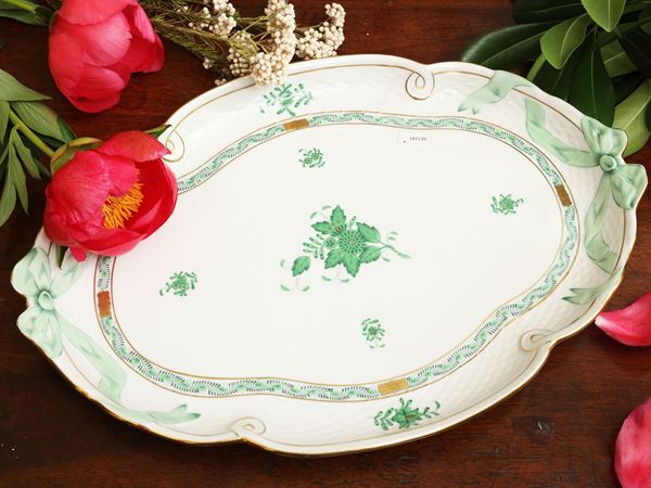 Porcelain serving tray, Indian Basket decoration, Herend