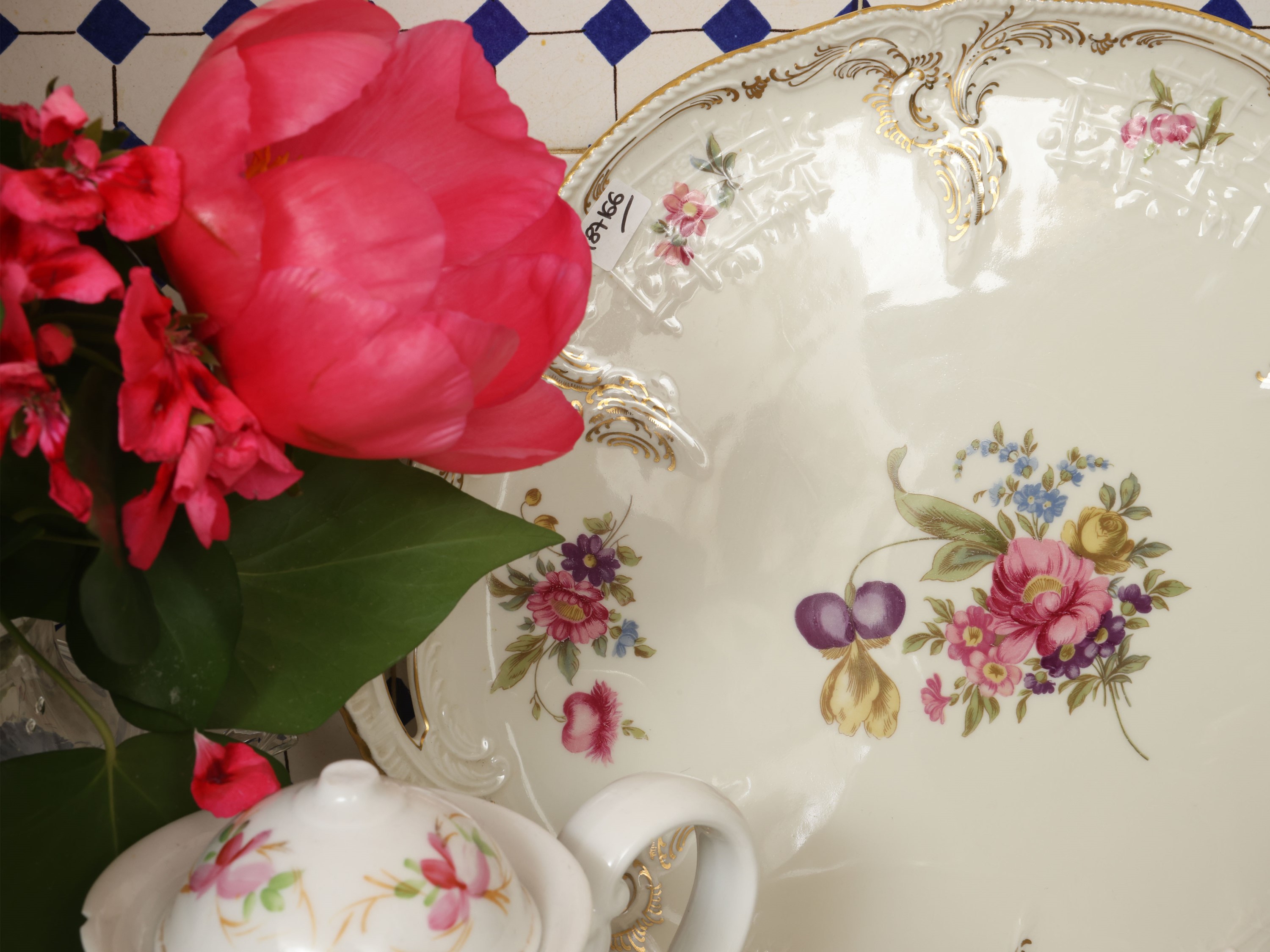 Set da brunch, porcellana Rosenthal con vassoio e servizio da tè