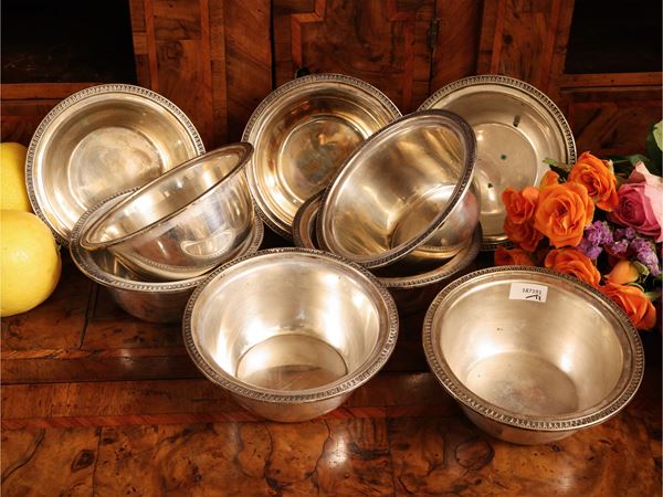 Series of eleven silver appetizer trays