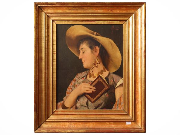 Ragazza con cappello e gioielli