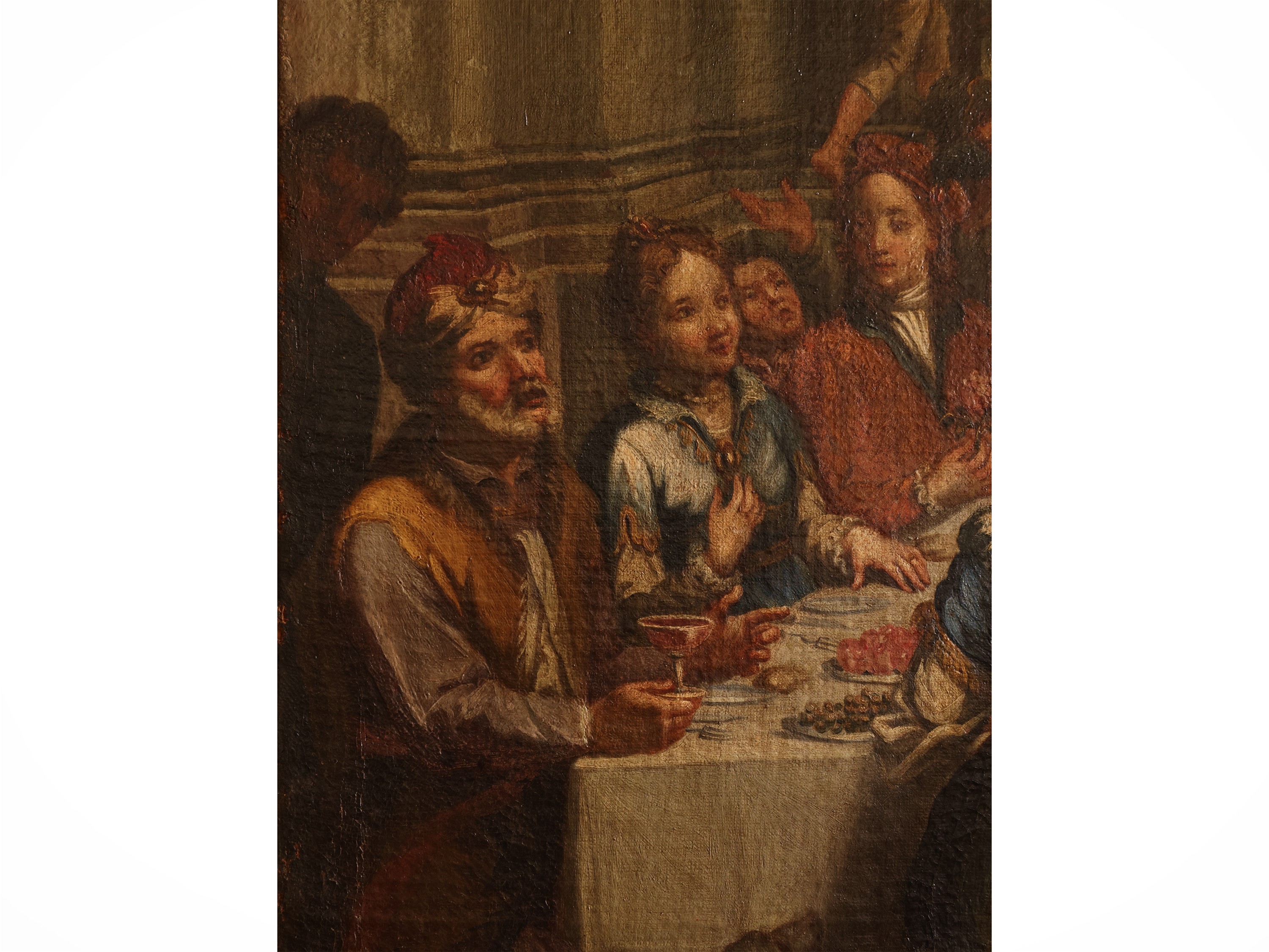 Scuola Veneta del XVII/XVIII Secolo - Le nozze di Cana, olio su tela in cornice