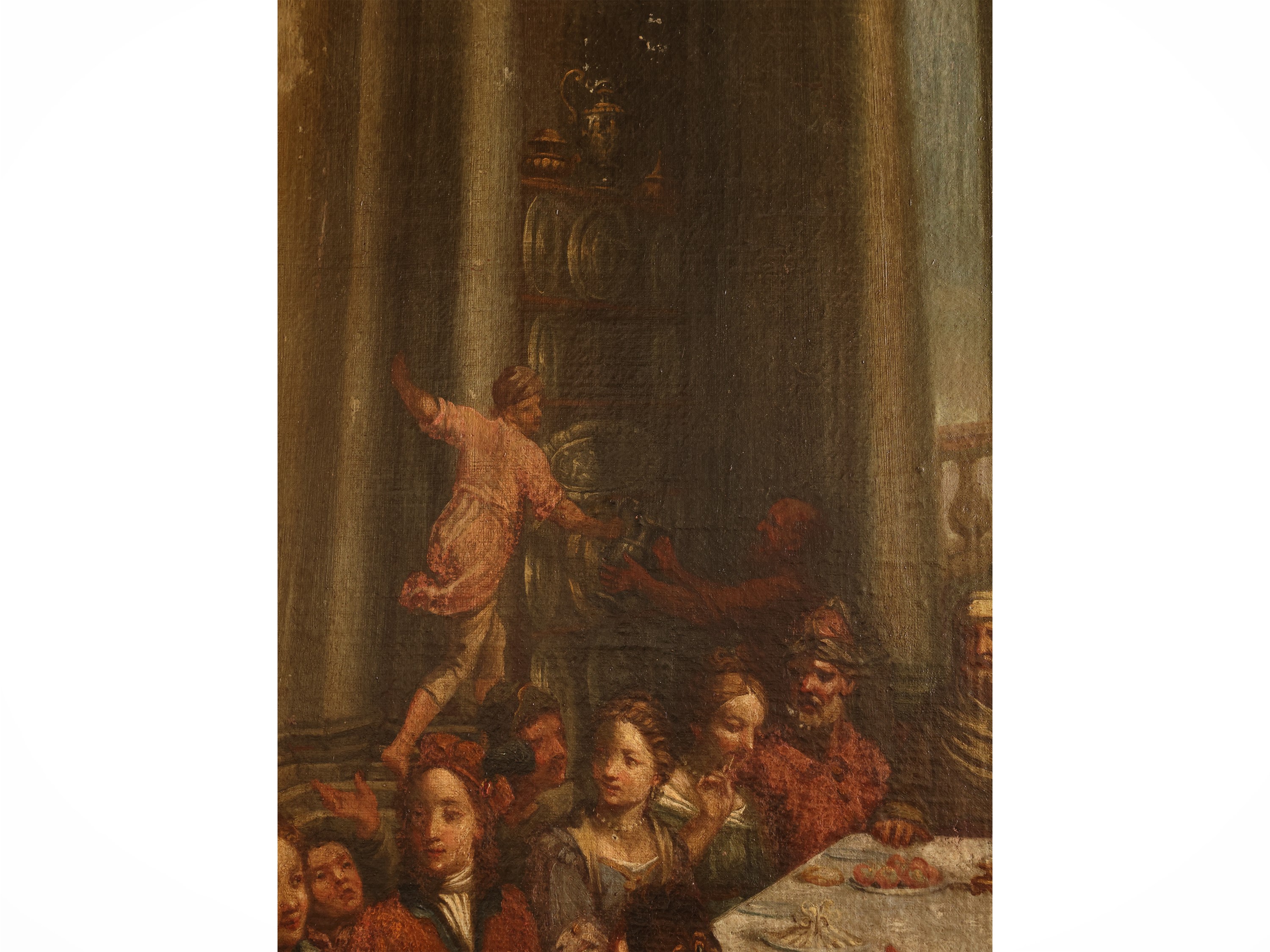 Scuola Veneta del XVII/XVIII Secolo - Le nozze di Cana, olio su tela in cornice