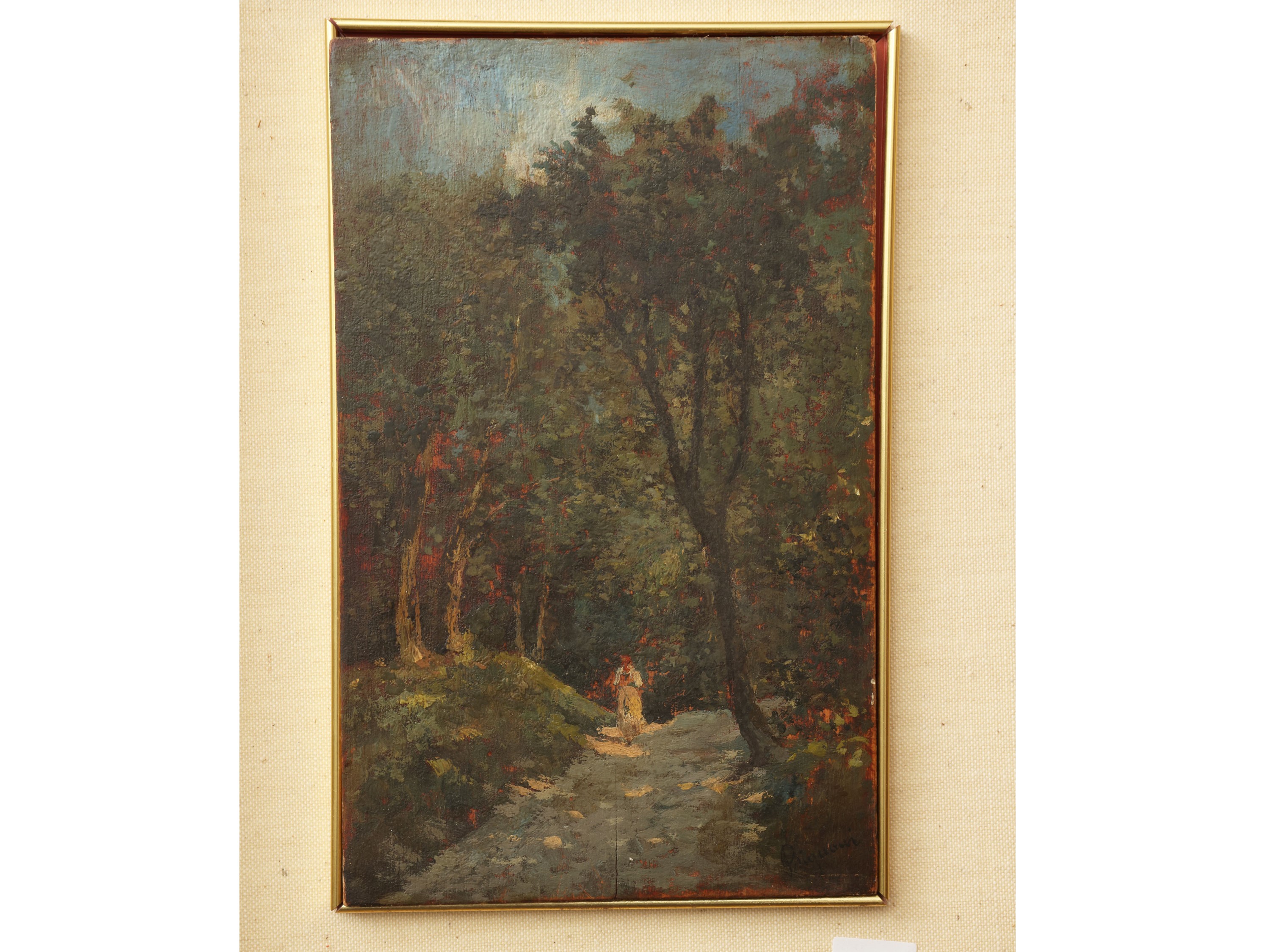 Adolfo Bignami - Sentiero nel bosco con figura