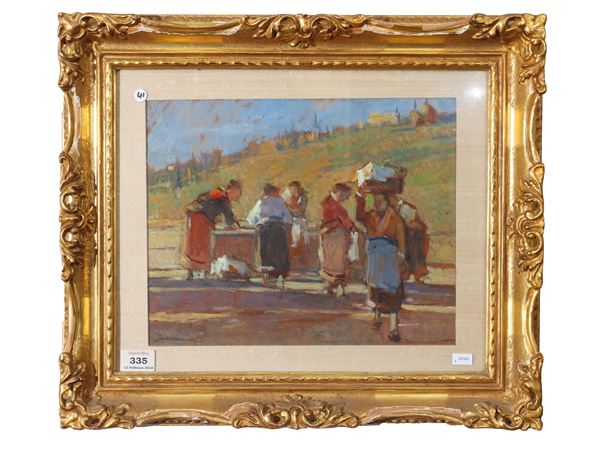 Washerwomen in a landscape