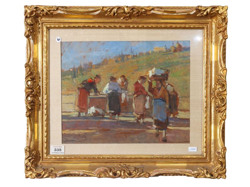 Ludovico Tommasi - Lavandaie in un paesaggio