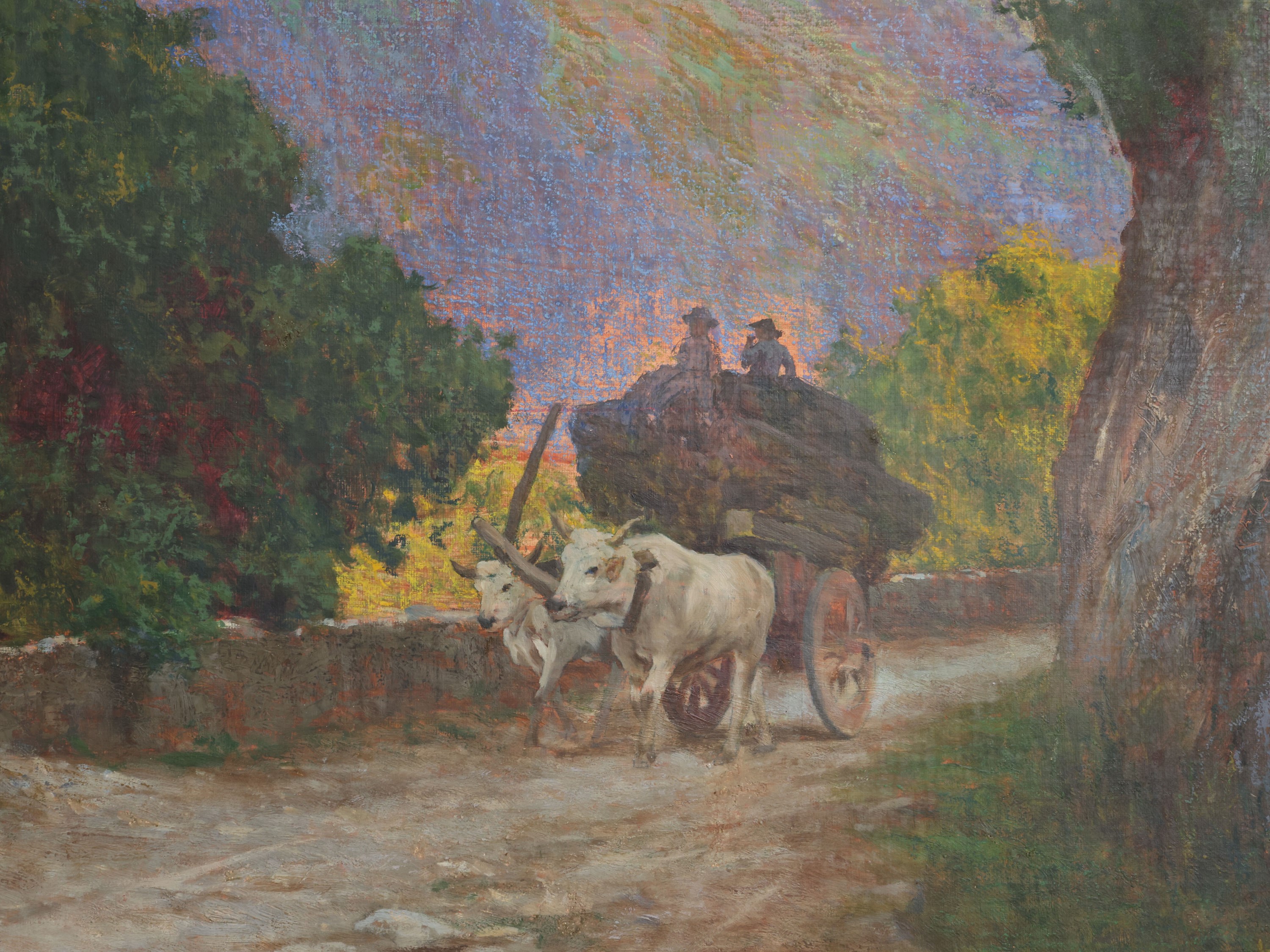 Adolfo Tommasi - Scorcio di strada con carro di buoi