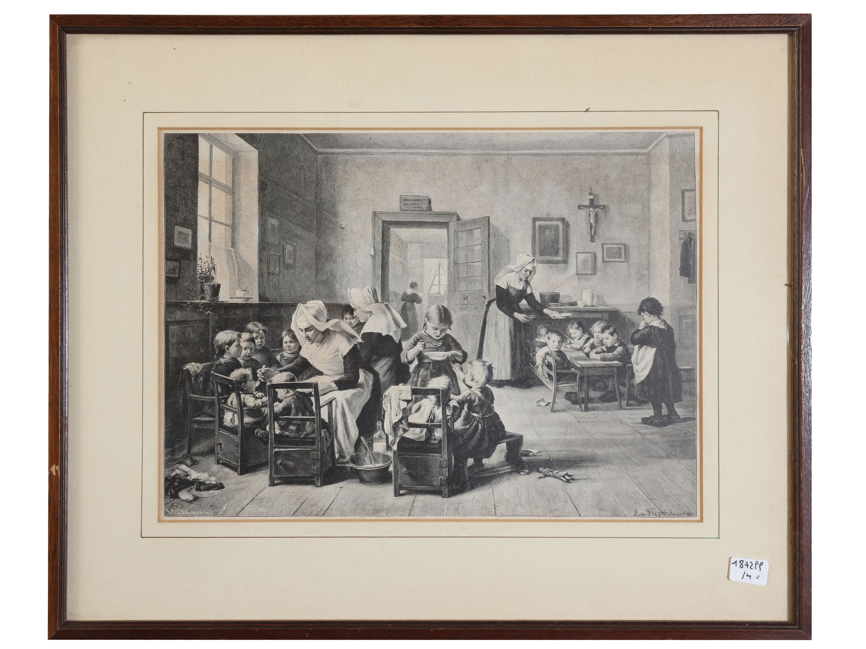 Antonio Fontanesi, incisione; Alber Besnard; Charles Beauverie — Lotto di grafica in cornice, XIX...