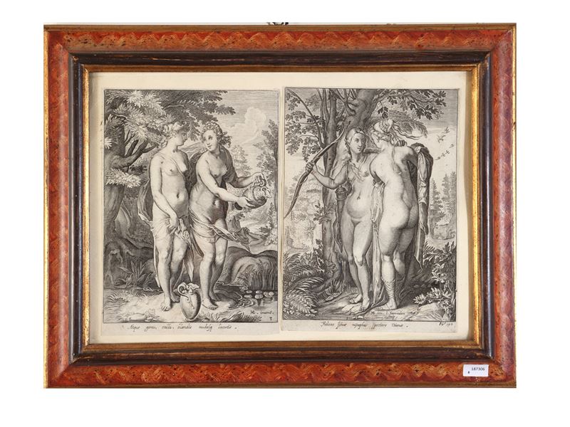 Da Jan Pietersz Saenredam - Le ninfe di Diana, incisioni su invenzione di H. Goltzius