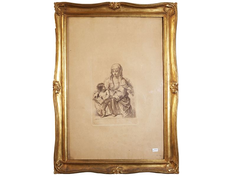 Francesco Bartolozzi - Madonna con Bambino (da Guercino), incisione