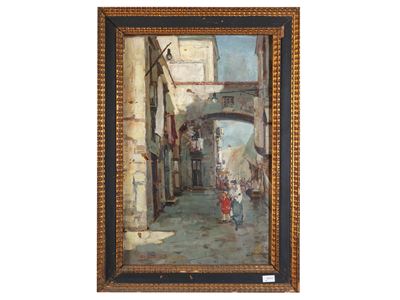 Scorcio di vicolo con personaggi
