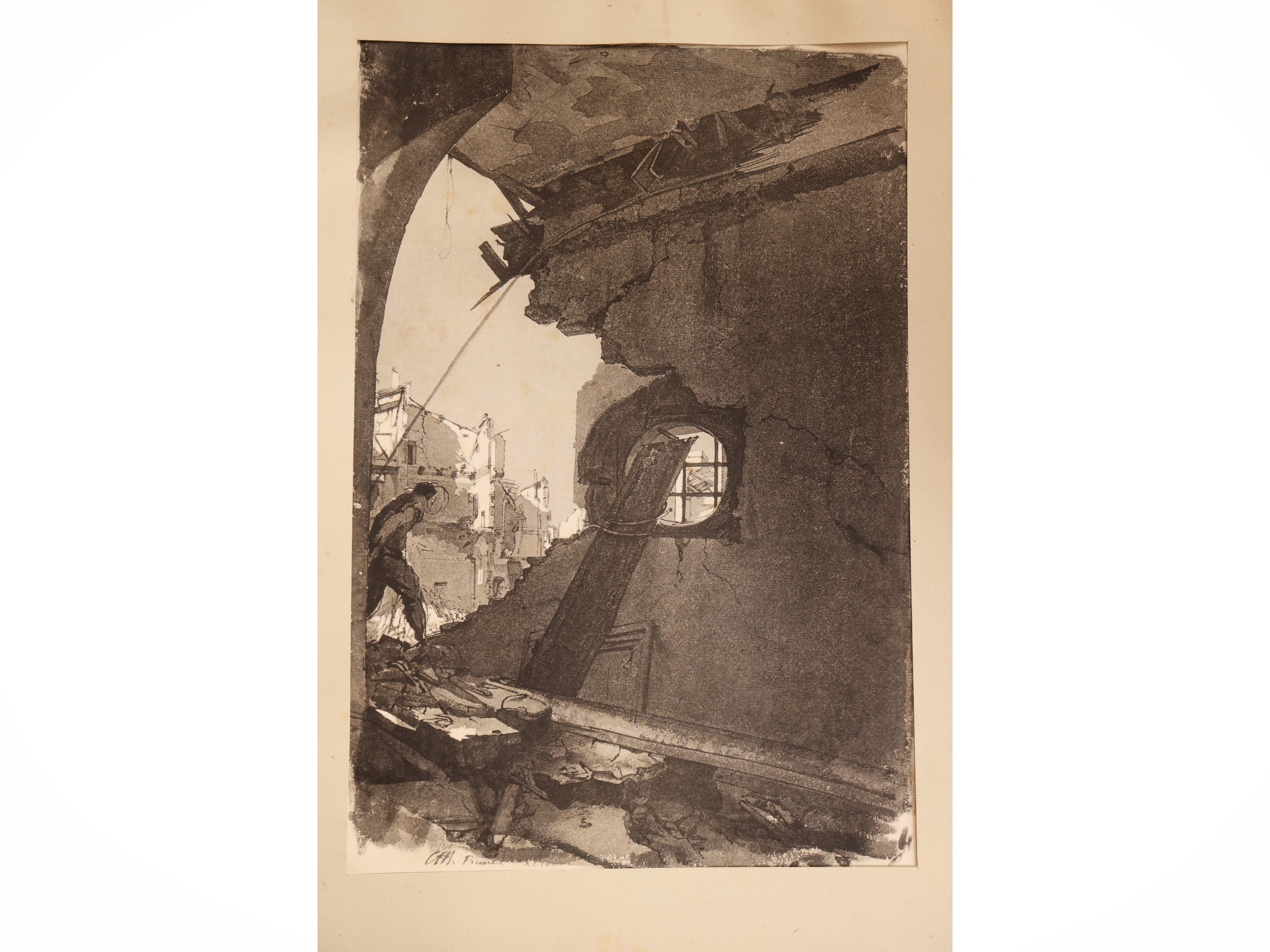 Pietro Annigoni - Distruzioni a Firenze (serie di dodici riproduzioni in fototipia)
