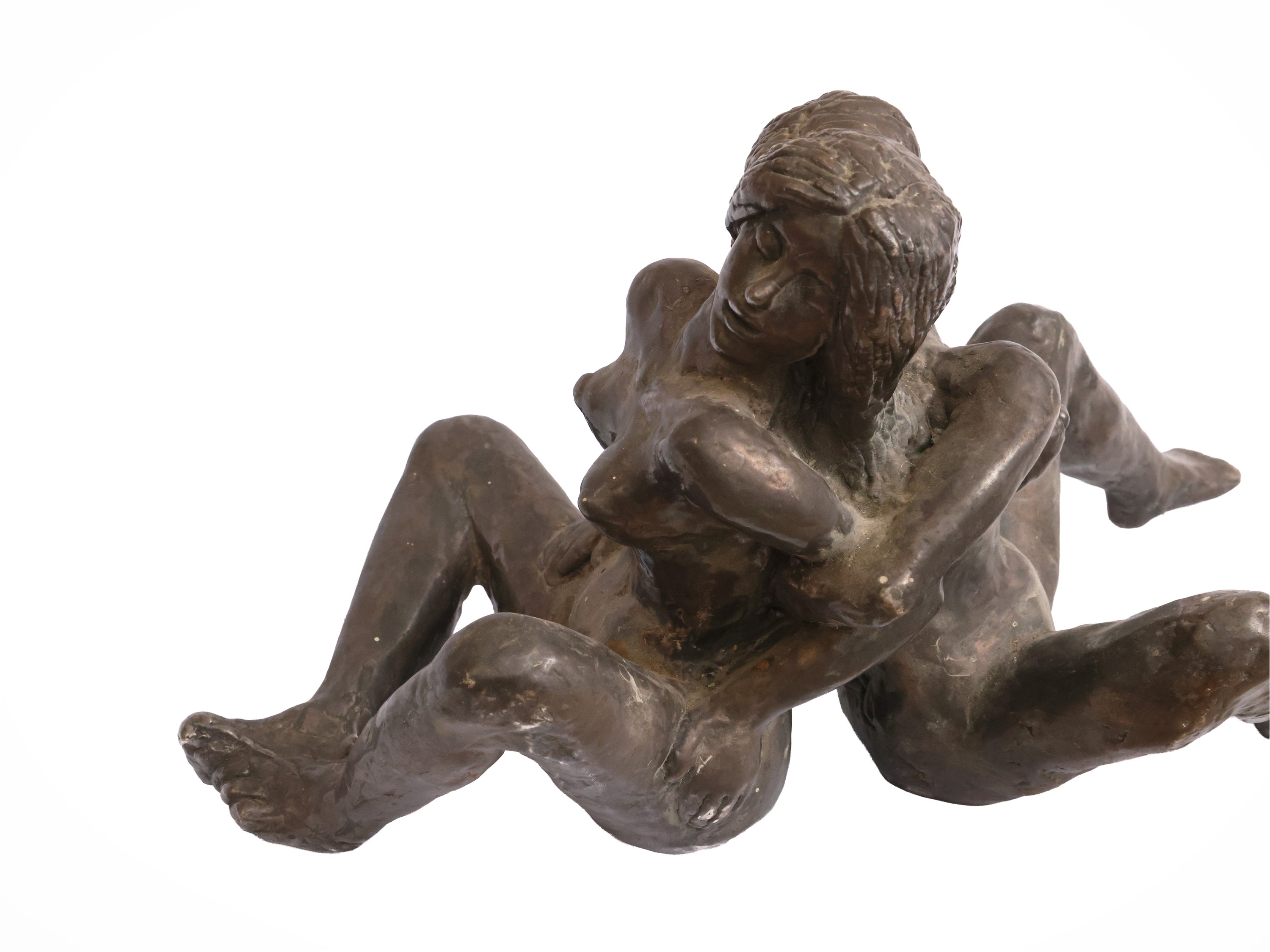 Pampaloni Firenze, Scultura in argento 925 con scena erotica di due figure femminili
