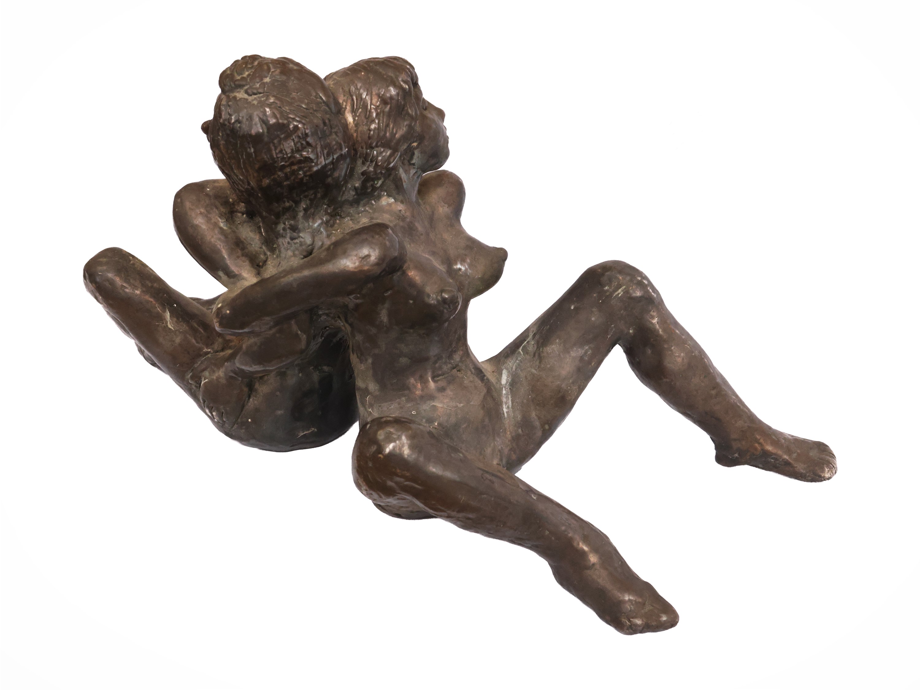 Pampaloni Firenze, Scultura in argento 925 con scena erotica di due figure femminili