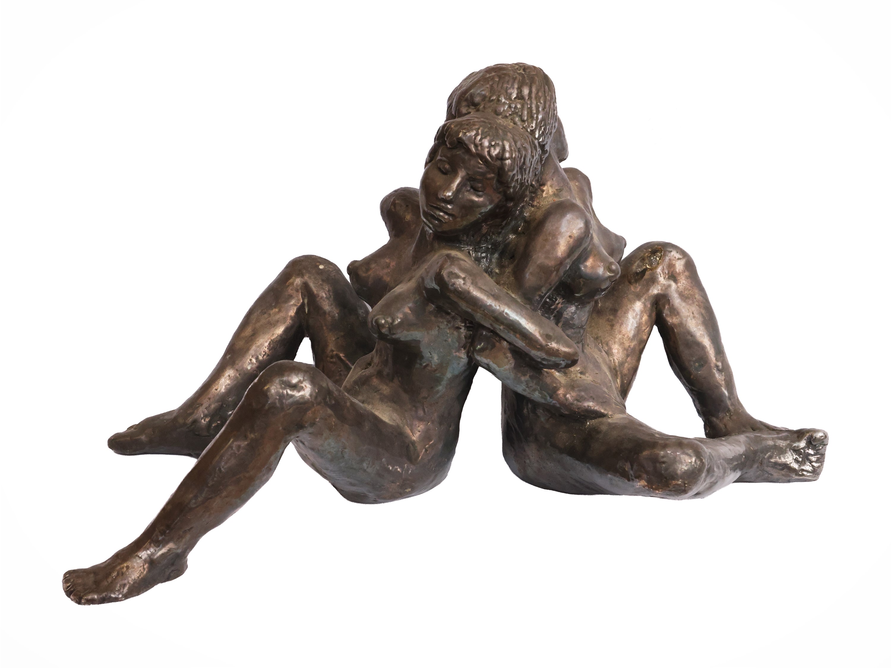 Pampaloni Firenze, Scultura in argento 925 con scena erotica di due figure femminili