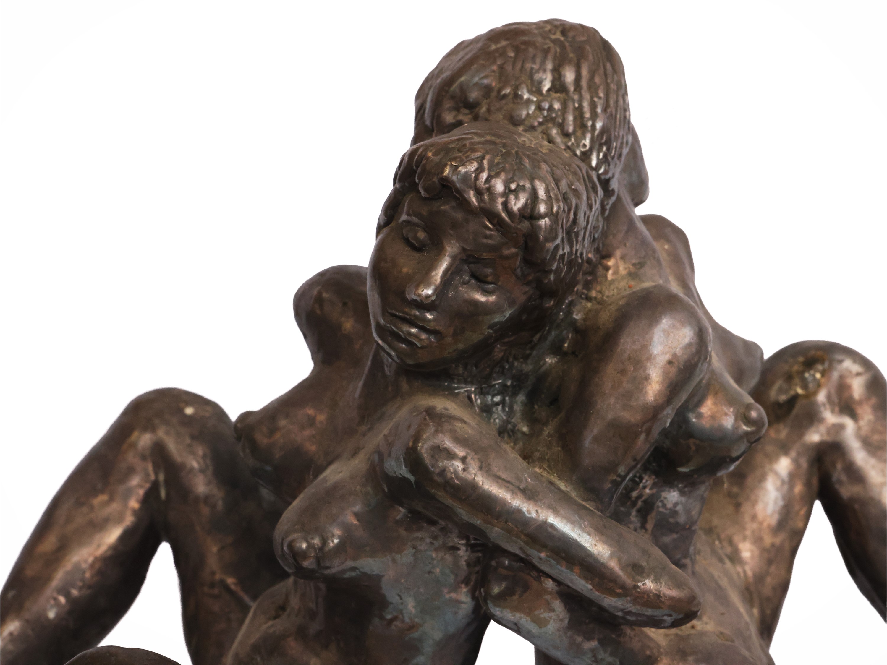 Pampaloni Firenze, Scultura in argento 925 con scena erotica di due figure femminili