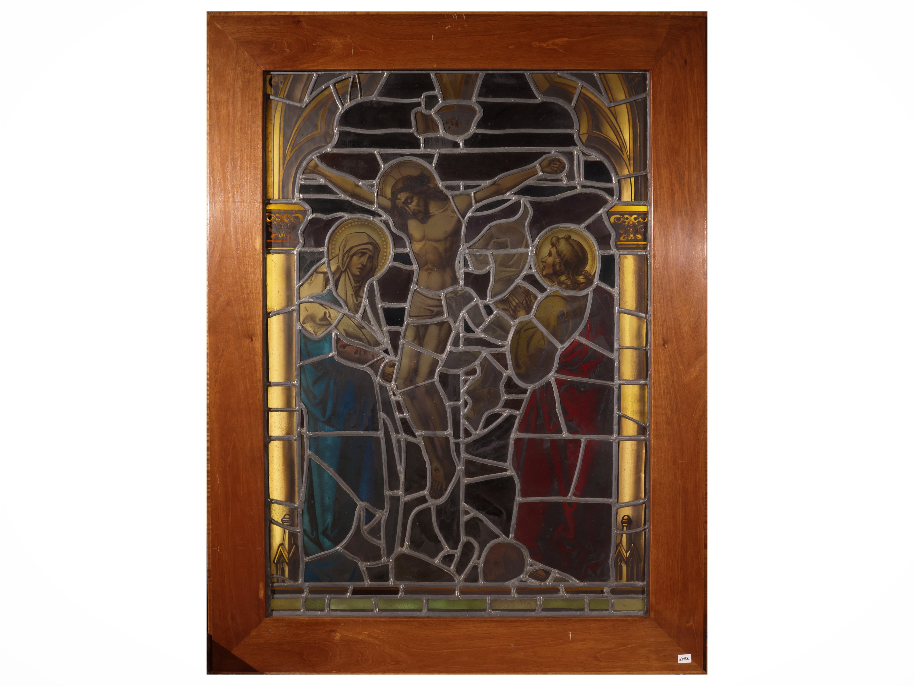 Ulisse De Matteis - Crocifissione (vetrata colorata entro teca luminosa), 1910