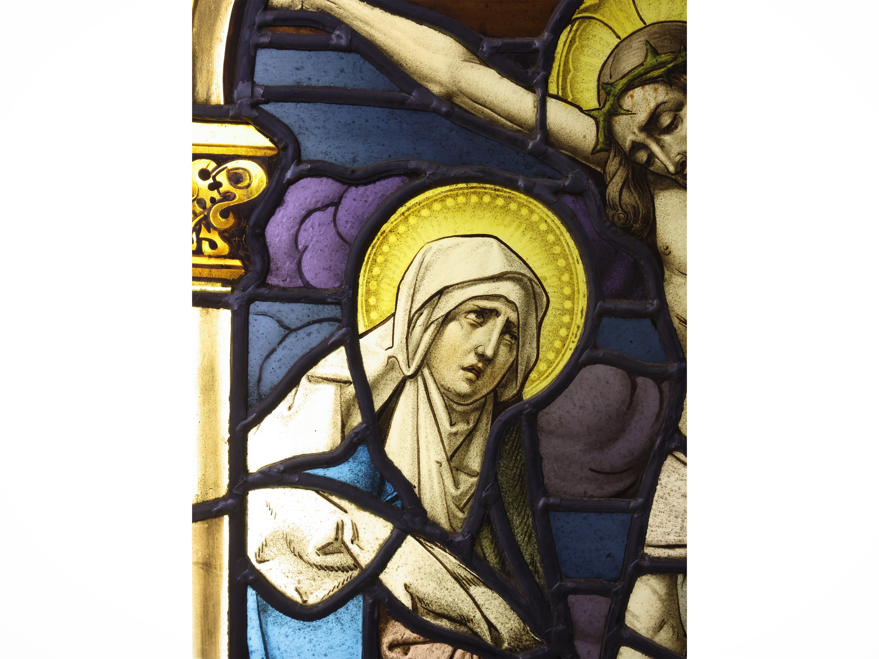Ulisse De Matteis - Crocifissione (vetrata colorata entro teca luminosa), 1910