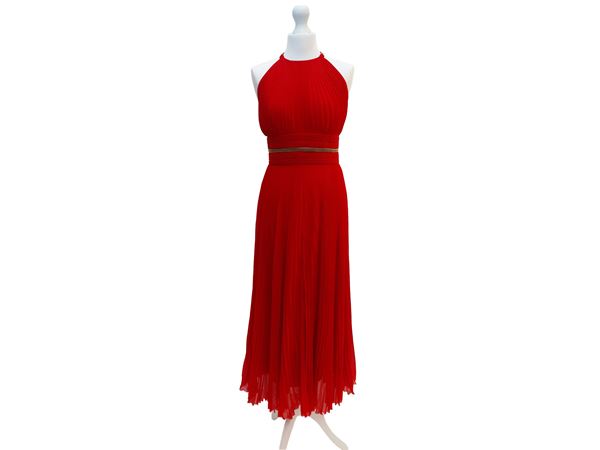 Versace collection - Abito da sera rosso plissettato